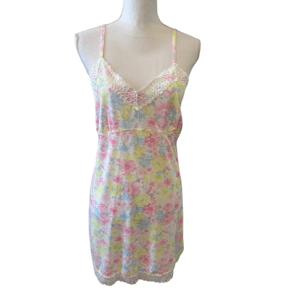 Jessica Simpson Lace Trim Chemise Nightgown Floral Print M